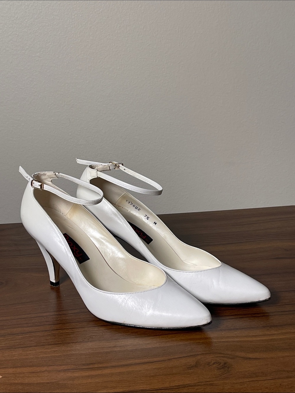Roxy White Pointed-Toe Ankle-Strap Heels